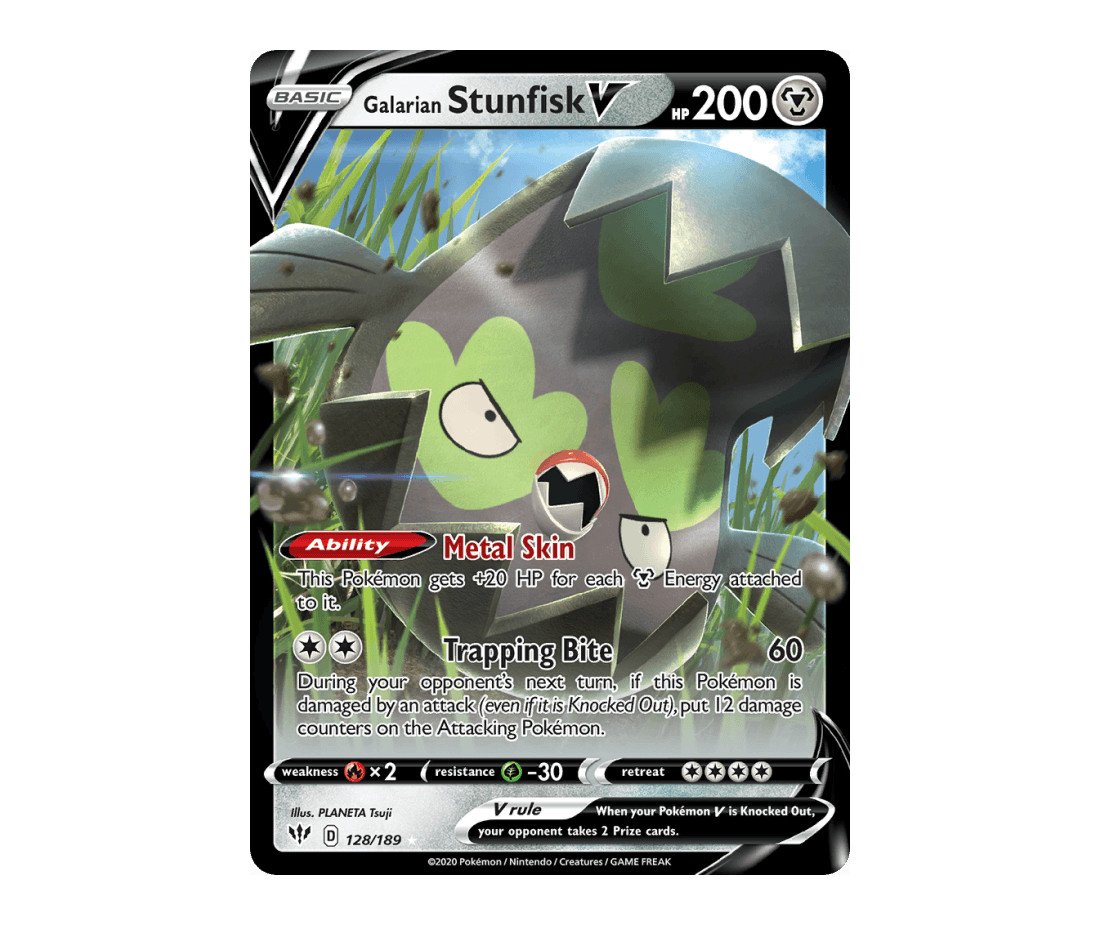 128-galarian-stunfisk-v-darkness-ablaze-en.jpg Galarian Stunfisk V Darkness Ablaze 128